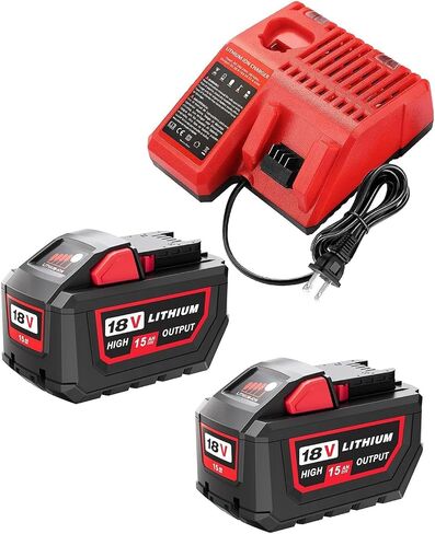 Upgraded 2Packs 18V 15.0Ah Replacement Battery for Milwaukee M-18 Compatible with Milwaukee Battery 48-11-1840 and 18 Volt Cordless Power Tools in Kuwait