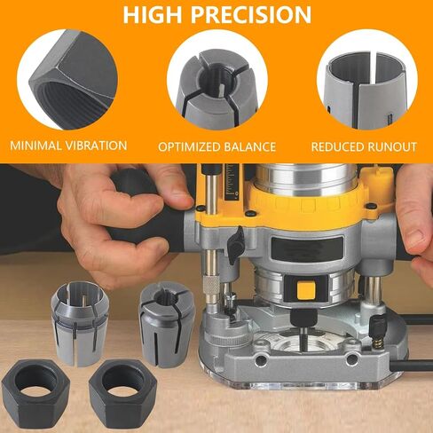 GRABOTE 1/4" and 1/2" Router Collet Set for 13020, 1604A, 1606A, 1613AEVS, 1649, Set of 2 for MRF23EVS MRC23EVSK MRP23EV Variable Speed Plunge Router in Kuwait