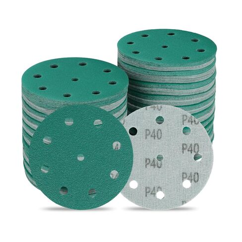 5 Inch 9 Hole Wet Dry Sanding Discs -P80-220 Assortment - 50 Pack | Fits 5" Random Orbital Sanders, Includes 10 Each of 80, 120, 150, 180, 220 Grit, Zirconia Heavy-Duty Hook & Loop Sandpaper in Kuwait