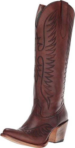 Corral Boots Womens Embroidered Snip Toe Casual Boots Mid Calf Mid Heel 2-3" - Brown in Kuwait
