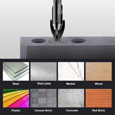 15-Piece Masonry Drill Bits Set for Tile Glass Ceramic Brick Wood, 1/8 to 1/2 Inch Drilling Bits with Triangle and Hex Shank, Tungsten Steel Alloy Tip in Kuwait