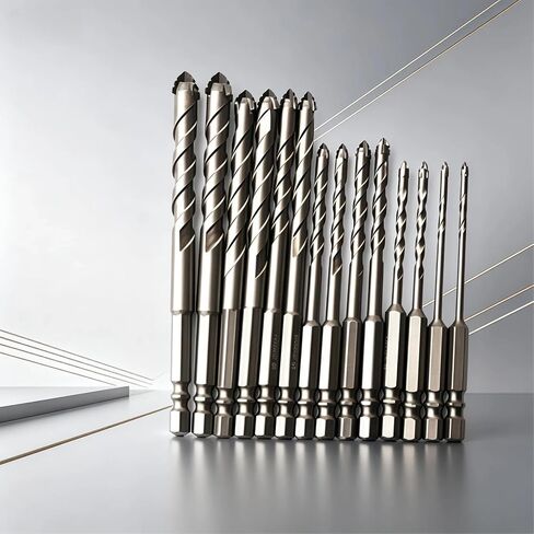 14 PCS Carbide Drill, Featuring High Efficiency and Wear Resistance, with Four-Tooth Eccentric Sawtooth Design, Suitable for Dry Drilling in Tiles, Ceramics and Stainless Steel Alloys in Kuwait