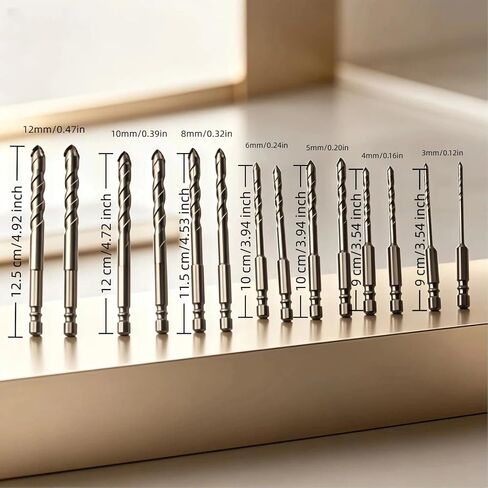 14 PCS Carbide Drill, Featuring High Efficiency and Wear Resistance, with Four-Tooth Eccentric Sawtooth Design, Suitable for Dry Drilling in Tiles, Ceramics and Stainless Steel Alloys in Kuwait
