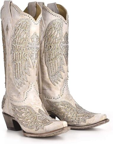 Corral Women White Wedding Wings Boots (WHITE, US Footwear Size System, Adult, Women, Numeric, Medium, 6) in Kuwait