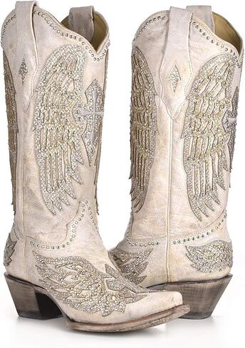 Corral Women White Wedding Wings Boots (WHITE, US Footwear Size System, Adult, Women, Numeric, Medium, 6) in Kuwait