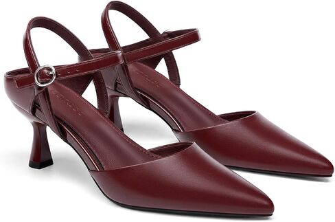 Coutgo Womens Kitten Heels Dress Shoes Closed Pointed Toe Pumps Adjustable Strap Work Party Shoes in Kuwait