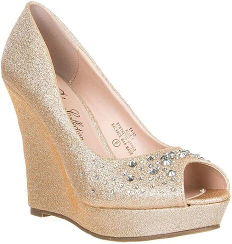 Womens Glitter Rhinestone Peep Toe Pump Alle-1 in Kuwait