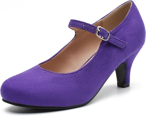 Women's Mary Jane Pumps Mid Block Heel Ankle Strap Round Toe Dress Shoes Comfortable Vintage Chunky Heels for Work Office Ballroom Dance Church Wedding Party Prom in Kuwait