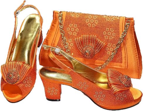 Women Italian Design Wedding Shoes and Bag Full Diamond Decoration Metal Closure Bags in Kuwait