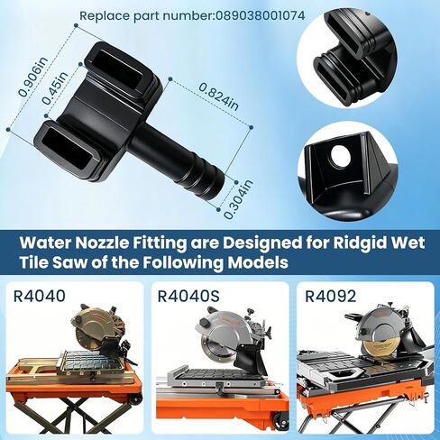Water Nozzle Fitting Replacement for Ridgid R4040 R4040S R4092 Tile Saw, Replace 089038001074,Plastic Cooling Nozzle Adapter with Standard Threading for Wet Cutting Dust Reduction and Blade Cooling in Kuwait