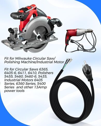 10FT 3-Core 16 Gauge Power Cord Fit for Milwauke Circular Saws 6365 6405-6 6411 6410 for Polishers 5455 5460 5460-6 5435 for Industrial Motors 6405 6360 5400 Series Replace 22-64-1632 in Kuwait