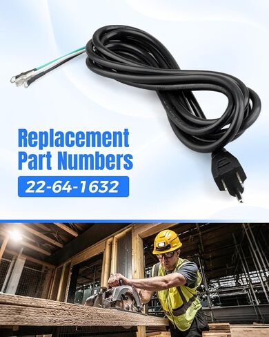 10FT 3-Core 16 Gauge Power Cord Fit for Milwauke Circular Saws 6365 6405-6 6411 6410 for Polishers 5455 5460 5460-6 5435 for Industrial Motors 6405 6360 5400 Series Replace 22-64-1632 in Kuwait