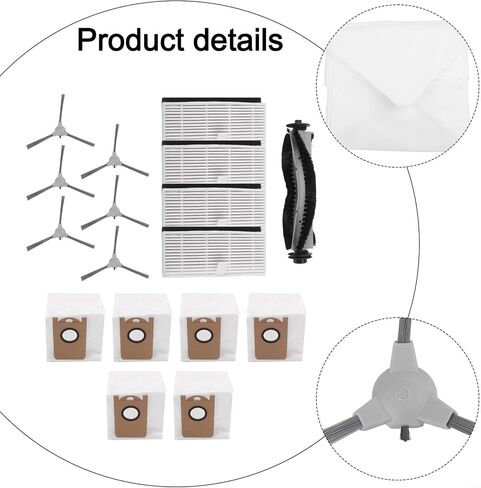 For IHome For Nova S1 Pro IHRVS1PRO3BLK Replacement Parts Main Brush, Filter, Side Brushes & Dust Bags Kit in Kuwait