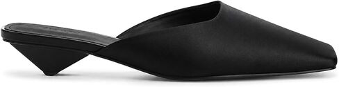Women's Satin Kitten Heel Mules Comfortable Closed Square Toe Low Heel Backless Slip On Slide Sandals for Office Wedding Vacation Dress Shoes in Kuwait