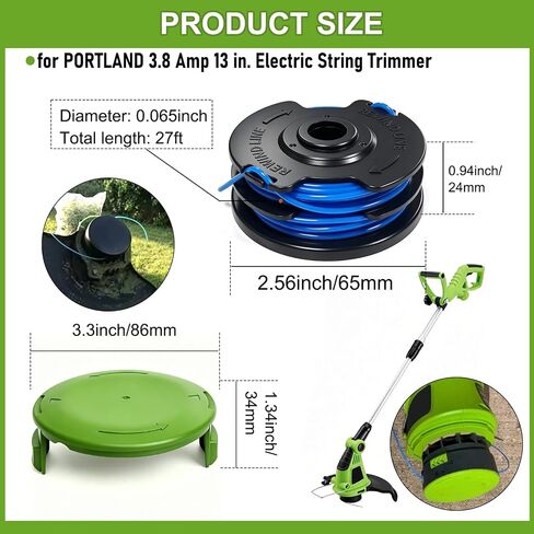 0.065" Dual Line Replacement String Trimmer Line Spool For Portland 62567 62338 63387 13" string trimmer, 29082 29242 Replacement Spool & Cap for Greenworks 21212 21272 13" 15" Corded String Trimmer in Kuwait