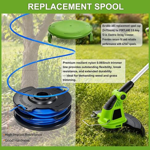 0.065" Dual Line Replacement String Trimmer Line Spool For Portland 62567 62338 63387 13" string trimmer, 29082 29242 Replacement Spool & Cap for Greenworks 21212 21272 13" 15" Corded String Trimmer in Kuwait
