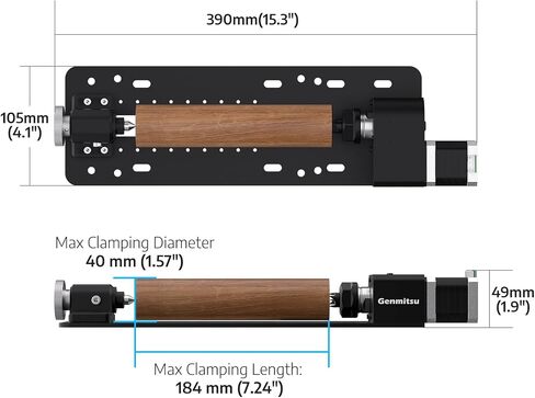 Genmitsu Rotary Module for CNC Router Machine, 184mm Clamp Range, Compatible with 3018-PROVer V2, 3020-PRO Ultra, 3020-PRO MAX V2 CNC Machine in Kuwait