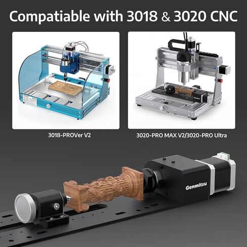 Genmitsu Rotary Module for CNC Router Machine, 184mm Clamp Range, Compatible with 3018-PROVer V2, 3020-PRO Ultra, 3020-PRO MAX V2 CNC Machine in Kuwait