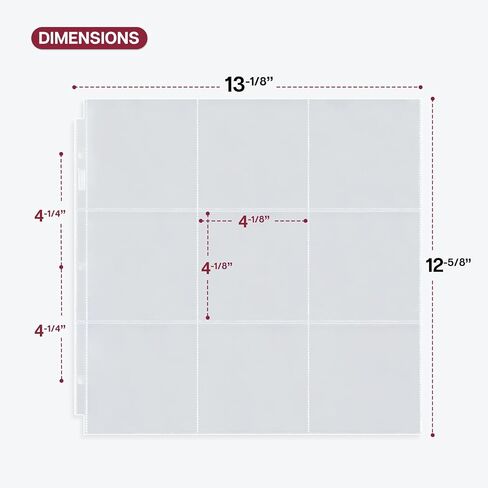 أكمام ألبوم صور Dunwell مقاس 4x4 - تناسب مجلد ألبومات الحلقات مقاس 12x12 3 (25 حزمة)، 12 × 12 صفحة سجل القصاصات مع 9 جيوب مربعة، تحتوي صفحة الصور على 450 مطبوعة 4 × 4، جودة أرشيفية in Kuwait