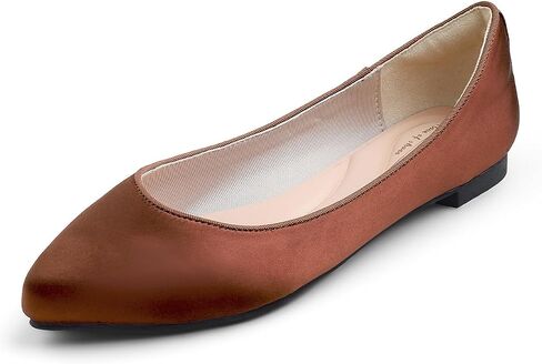FEVERSOLE Women's Fashion Pointed Toe Classic Dressy Silky Shiny Comfort Cushioned Flats in Kuwait