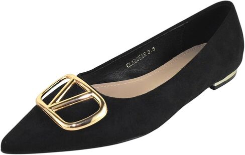 Berness Women’s Pointed Toe Flats – Gold Buckle Ballet Flats, Slip-On Low Heel Dress Shoes, Elegant Comfortable Work Office Shoes CLAUDEAN in Kuwait