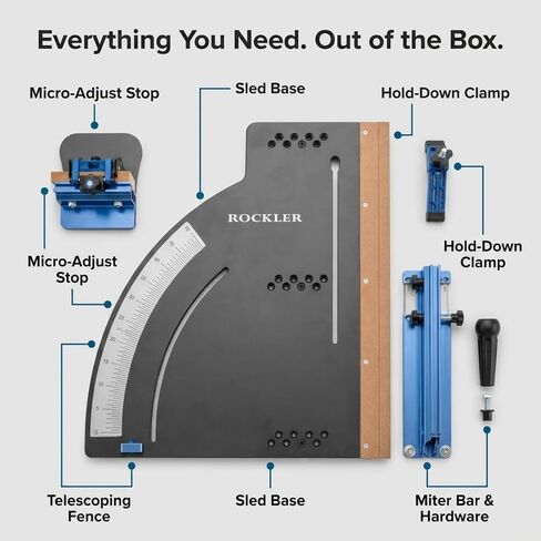 Rockler Table Saw Crosscut Sled with Telescoping Fence & Flip Stop | Crosscut Sled – Accurate Crosscuts – Table Saw Sled – Telescoping Fence – Flip Stop Included in Kuwait