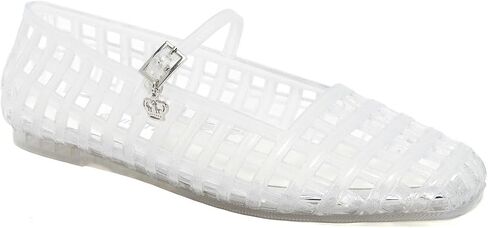 Juicy Couture Women's Jelly Mary Jane Flats, Caged Lattice Summer Shoes with Crown Charm in Kuwait