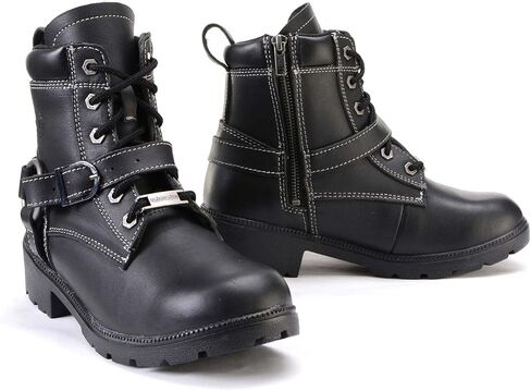 Milwaukee Leather MBL9312 Women's Black Leather Lace-Up 7-Inch Harness Motorcycle Rider Boots w/Buckle in Kuwait