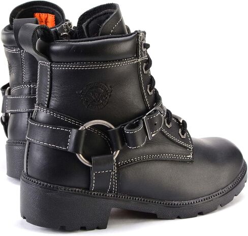 Milwaukee Leather MBL9312 Women's Black Leather Lace-Up 7-Inch Harness Motorcycle Rider Boots w/Buckle in Kuwait
