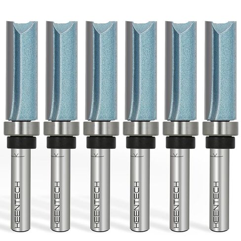 KEENTECH Flush Trim Router Bit, 1/4" Shank x 1/2" Dia x 1-1/2" CL | 10X Lifespan, Pattern Bit, Top Bearing, Industrial Grade, Tungsten Carbide Tipped, Woodworking in Saudi Arabia