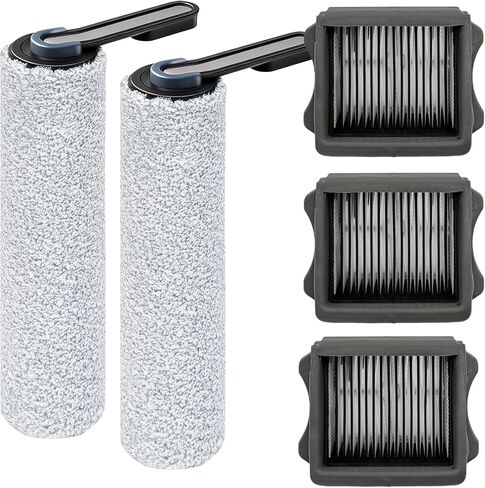 Floor ONE S5 Brush Roller and Filter Replacement for Tineco S5 Pro 2 Vacuum | Fit S5 Blue & S5 Pro Cordless Wet Dry Vacuum Cleaner (NOT for S5 Combo), 2 Roller Brushes and 3 Filters, Value Pack, Washable in Saudi Arabia