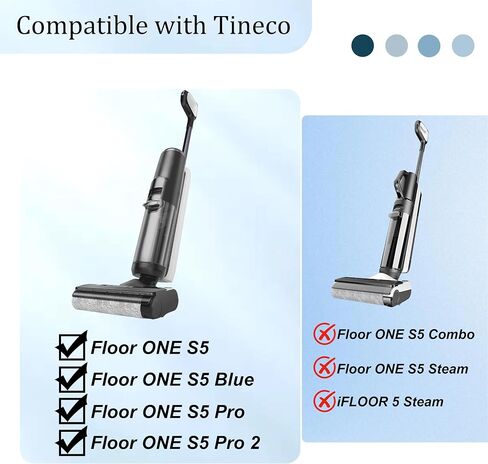 Floor ONE S5 Brush Roller and Filter Replacement for Tineco S5 Pro 2 Vacuum | Fit S5 Blue & S5 Pro Cordless Wet Dry Vacuum Cleaner (NOT for S5 Combo), 2 Roller Brushes and 3 Filters, Value Pack, Washable in Saudi Arabia
