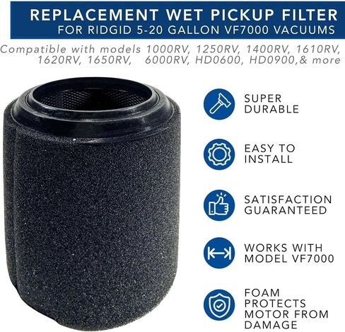 VF7000 Filter for Ridgid Shop Vac 5-20 Gallon, Wet Pick Up Filter | compatible with Husky Shop Vacuum 6-9 Gallon, Wet Dry Vac Replacement in Kuwait