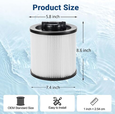 DXVC6910 Cartridge Filter Replacement Compatible With Dewalt DXV06P DXV09P DXV10P DXV10PL DXV10SA DXV12P DXV14P DXV16P Wet/Dry Vac Vacuum Cleaner - 2 Pack in Kuwait