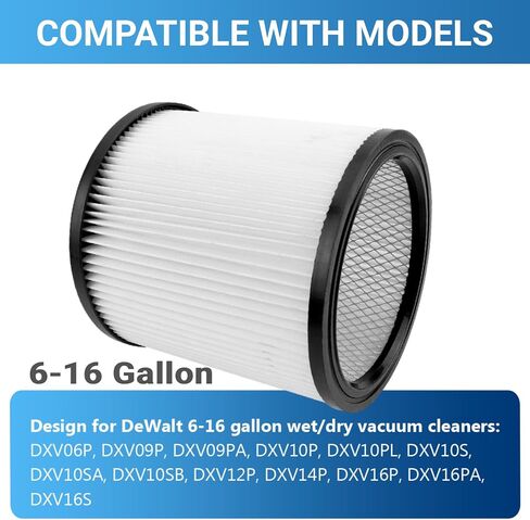 DXVC6910 Cartridge Filter Replacement Compatible With Dewalt DXV06P DXV09P DXV10P DXV10PL DXV10SA DXV12P DXV14P DXV16P Wet/Dry Vac Vacuum Cleaner - 2 Pack in Kuwait