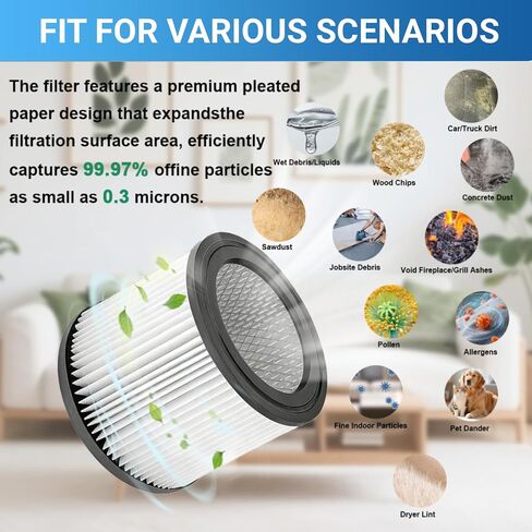 DXVC6910 Cartridge Filter Replacement Compatible With Dewalt DXV06P DXV09P DXV10P DXV10PL DXV10SA DXV12P DXV14P DXV16P Wet/Dry Vac Vacuum Cleaner - 2 Pack in Kuwait