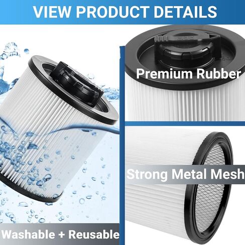 DXVC6910 Cartridge Filter Replacement Compatible With Dewalt DXV06P DXV09P DXV10P DXV10PL DXV10SA DXV12P DXV14P DXV16P Wet/Dry Vac Vacuum Cleaner - 2 Pack in Kuwait