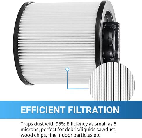DXVC6910 Cartridge Filter Replacement Compatible With Dewalt DXV06P DXV09P DXV10P DXV10PL DXV10SA DXV12P DXV14P DXV16P Wet/Dry Vac Vacuum Cleaner - 2 Pack in Kuwait