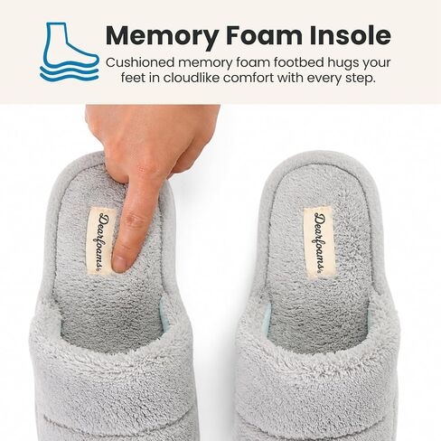 Dearfoams womens Sharon Terry Slide House Shoes With Memory Foam, Fuzzy Cozy Indoor Summer Slippers in Kuwait