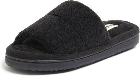 Dearfoams womens Sharon Terry Slide House Shoes With Memory Foam, Fuzzy Cozy Indoor Summer Slippers in Kuwait