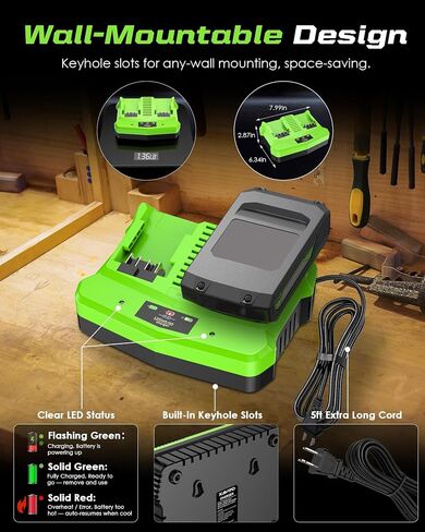 Replacement for Greenworks 24V Battery Charger, for Greenworks 24V Battery | Dual Port 3.0A Rapid Charge in Kuwait