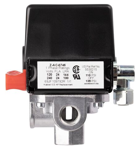 Z-AC-0746 Pressure Switch 4-Port 110-135 PSI 2-Pole 120-240V Compatible with Craftsman, DeVilbiss, and Porter Cable Air Compressor Units in Kuwait