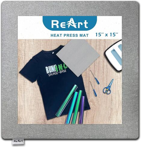 حصيرة الضغط الحراري مقاس 15 بوصة × 15 بوصة من ReArt من أجل Cricut Easypress على كلا الجانبين قابلة للتطبيق - حصيرة لآلات الضغط الحراري وHTV والكي على المشاريع in Kuwait