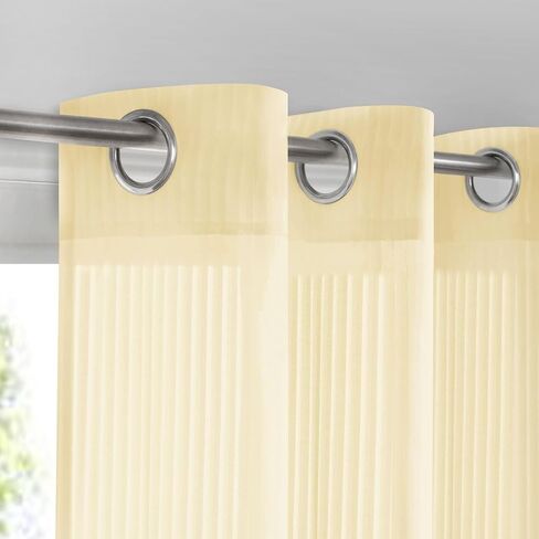 White Sheer Curtains 84 inches Long - Home Decoration Grommet Airy & Lightweight Elegant Window Treatments with Light Filtering for Bedroom/Living Room (2 Panels, W52 x L84) in Saudi Arabia