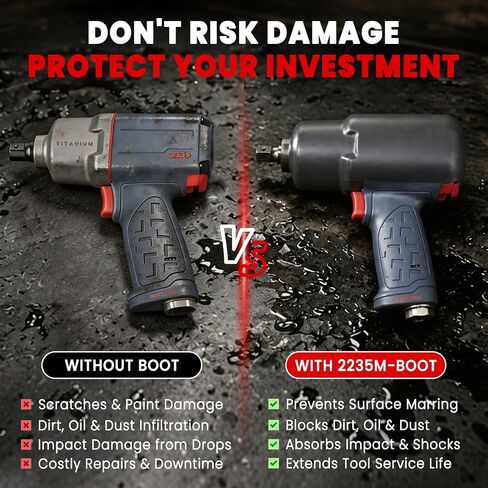 2235M-BOOT Protective Boot Compatible with Ingersoll Rand 2235 Series 1/2" Air Impact Wrench, Heavy-Duty Rubber Pneumatic Tool Cover Providing Shock-Absorbing and Anti-Scratch and Surface Protection in Kuwait