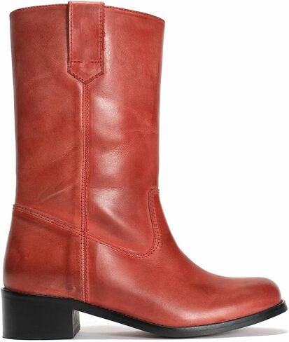 Women’s Mid Calf Boots Chunky Block Heel Round Toe Boots Comfortable Low Heel Pull on Campus Casual Boots in Kuwait