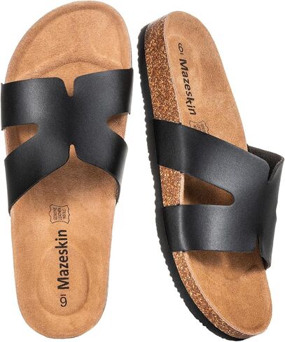mazeskin Genuine Leather Orthopedic Summer Slide Sandals for Women with Arch Support,Orthotic Footbed for Plantar Fasciitis Flat Feet in Kuwait
