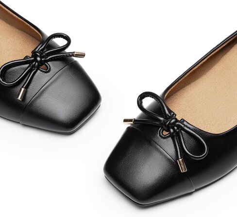 Athlefit Black Flats for Women Bowknot Ballet Flats Arch Support Square Toe Dressy Comfortable Slip On Work Ballerina Flat Shoes 10 in Kuwait