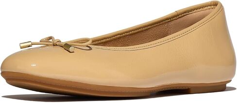 FitFlop Delicato Bow Textured Patent-Leather Ballet Flats in Kuwait