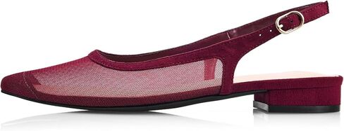 GENSHUO Women's Mesh Slingback Flats with Buckle Strap, 2cm Low Heel Pointed Toe Ballet Flats, Breathable Retro Casual Shoes for Work, Dating & Daily Wear in Kuwait